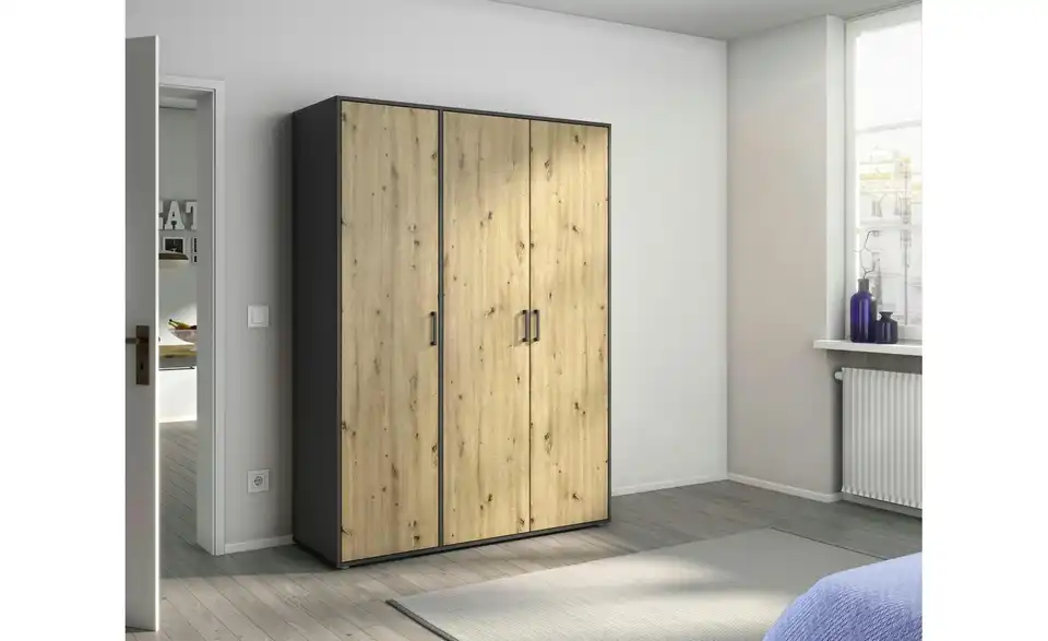 Drehtürenschrank Absetzung: Grau 140 cm 3 Stück