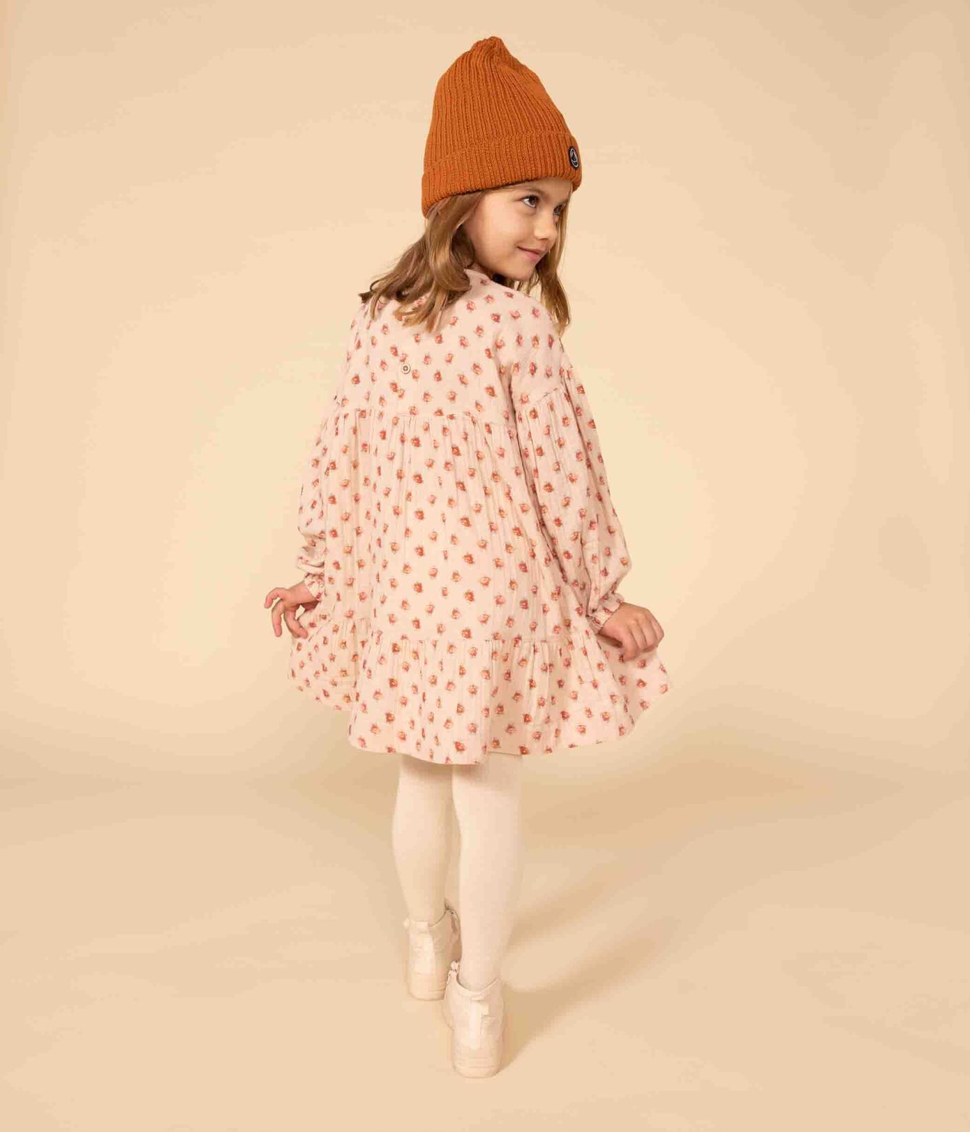 Robe manches longues en gaze de coton fleurie enfant fille