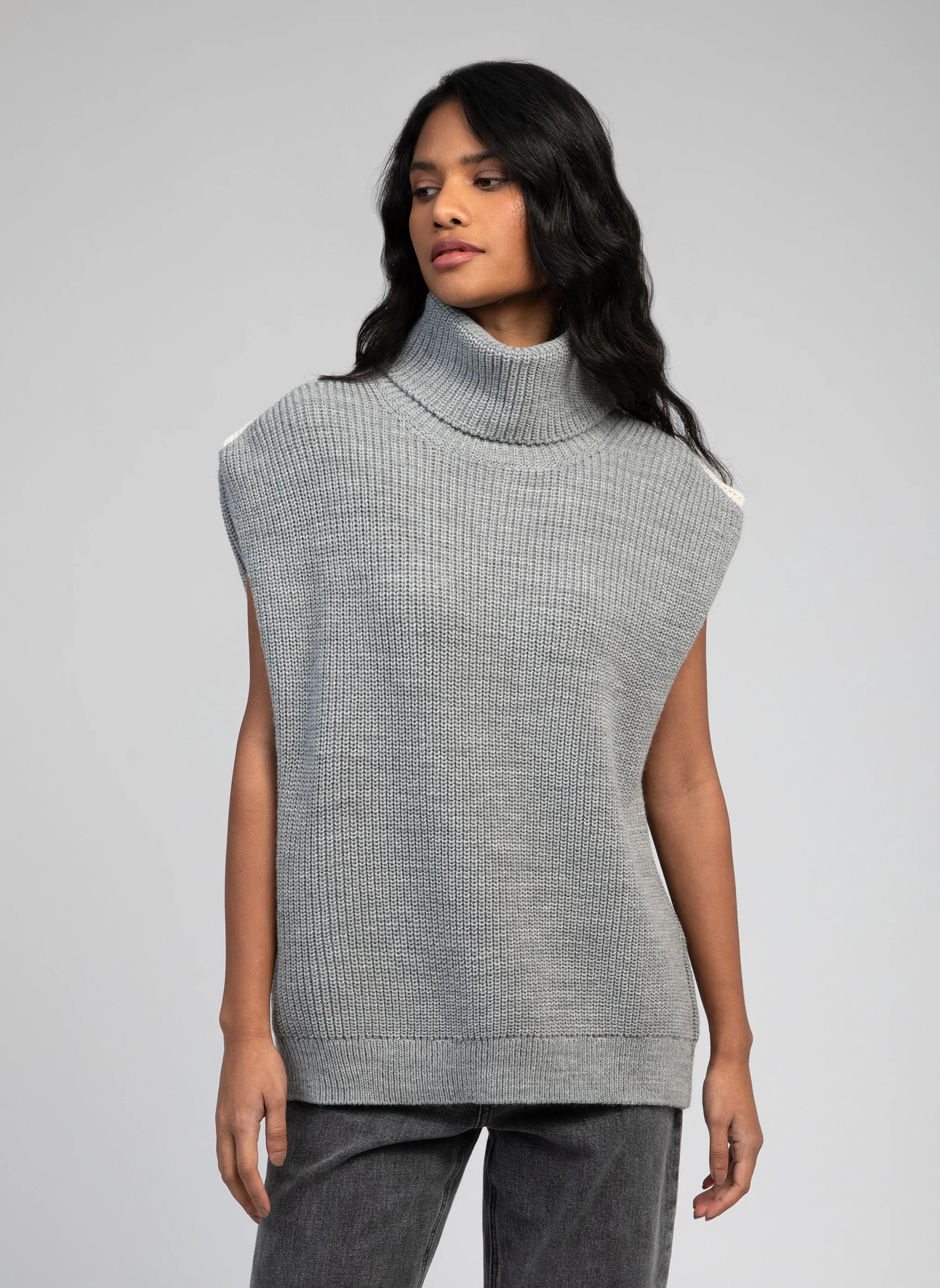 LARIANA - Pull col roulé | Gris
