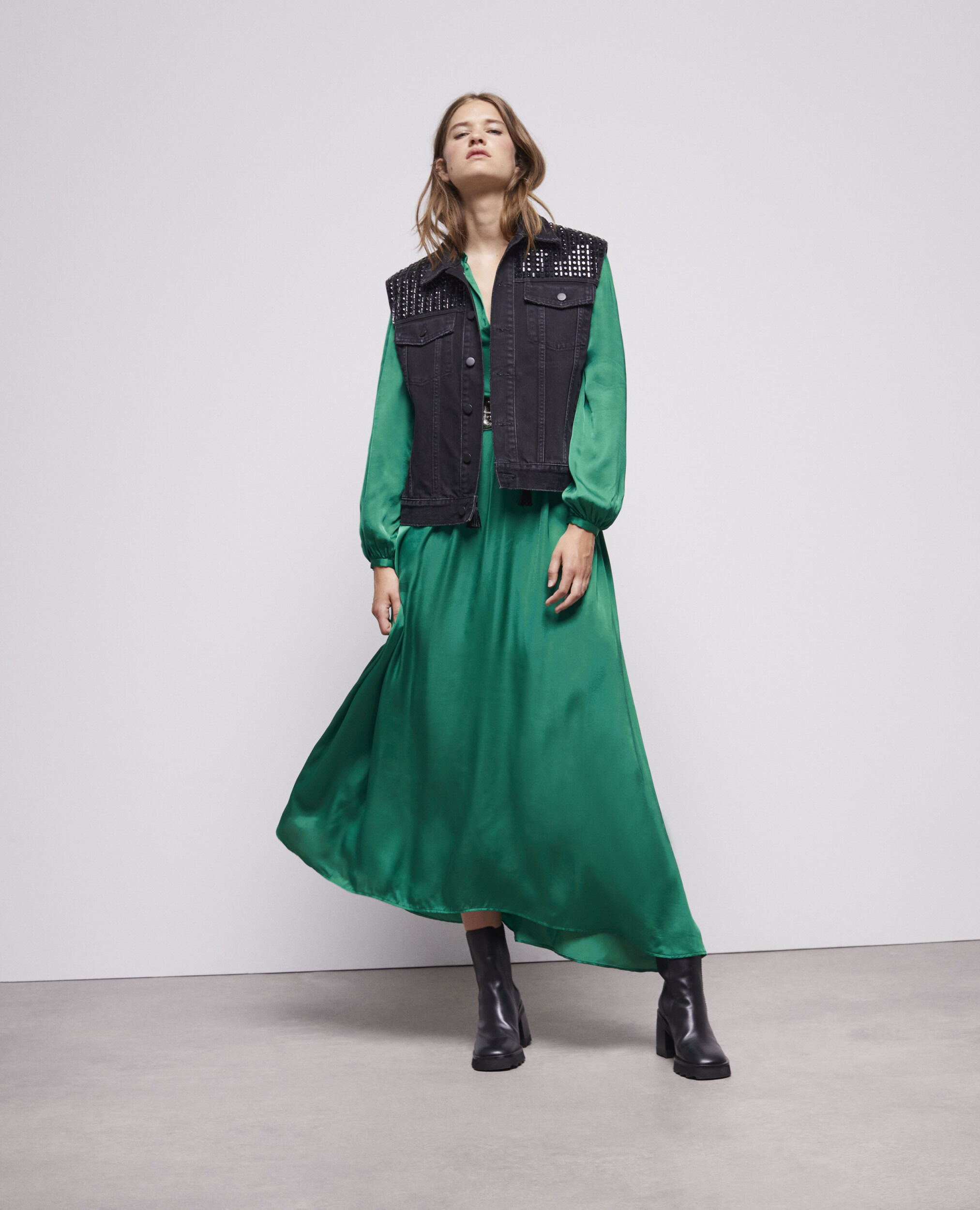 Blouson sans manches en denim noir