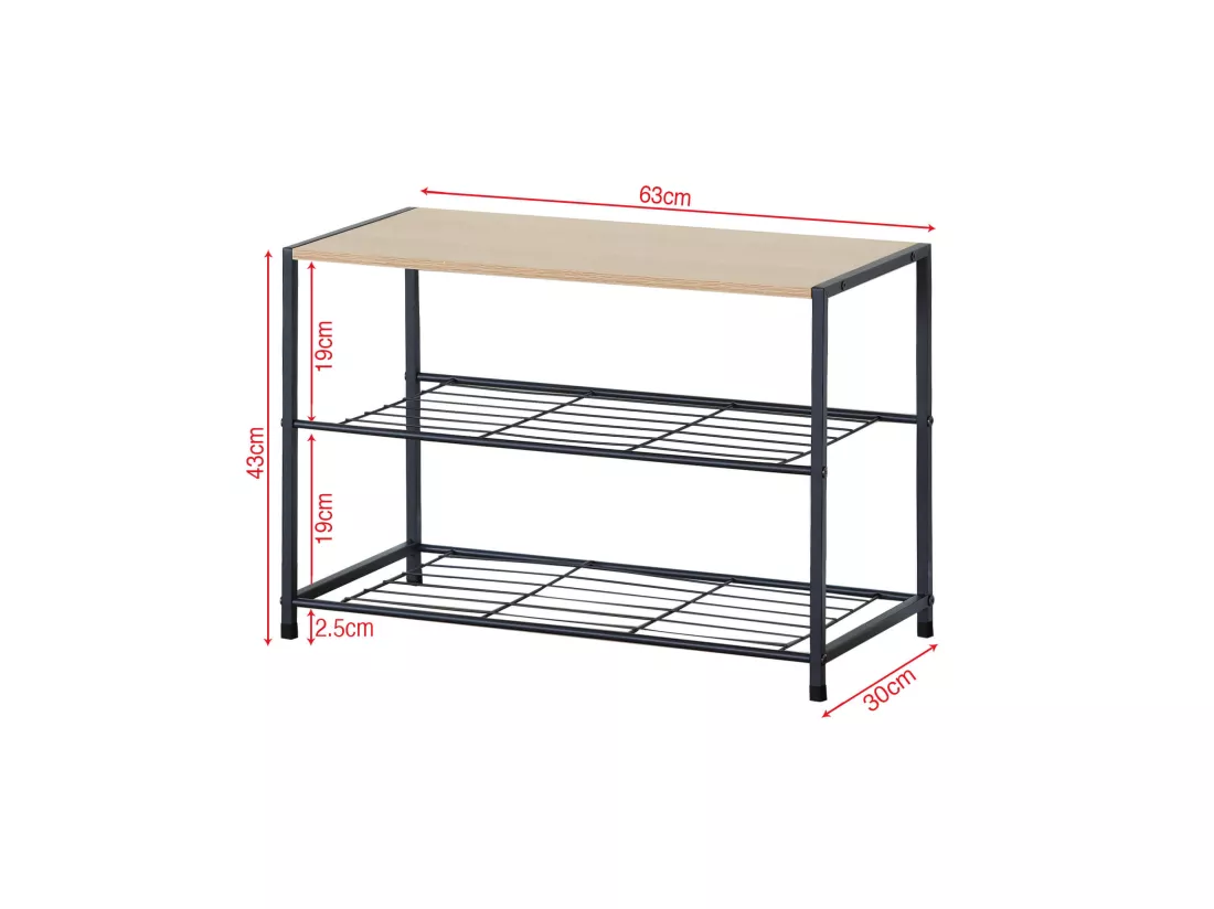 Rangement de Chaussures en Métal pour Entrée avec 3 Etagères