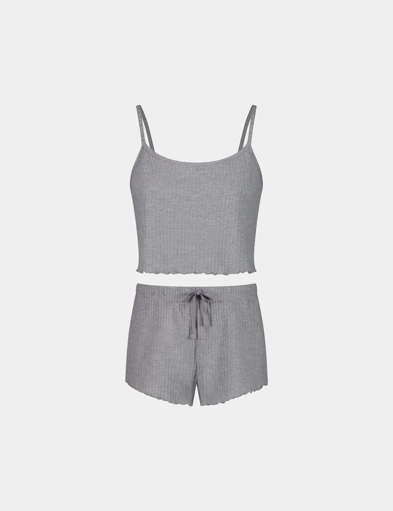 Pyjama top et shorty gris chiné