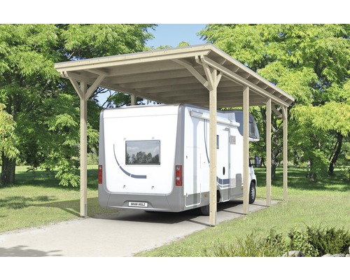 SKAN HOLZ Emsland enkele carport inclusief regengoot, 404x846 cm, natuurlijke afwerking