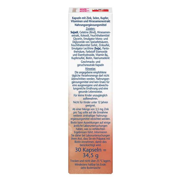 Doppelherz Haar Vital + Zink + Hirse Kapseln, 30 St