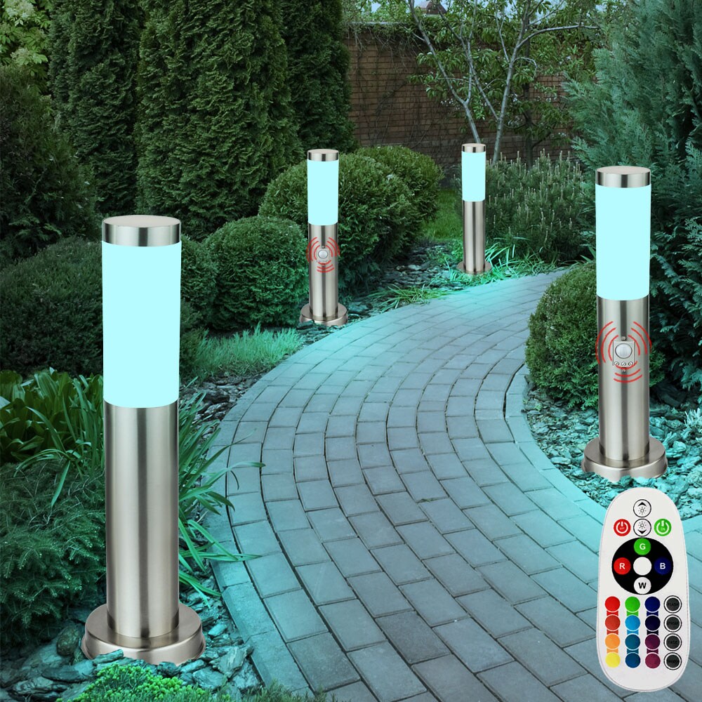4er Set RGB LED Außenleuchten aus Edelstahl BOSTON