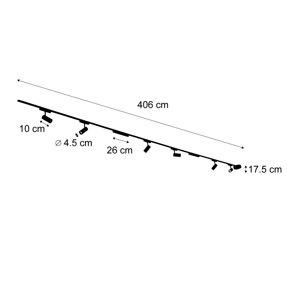Railsysteem met 6 spots en 2 plafondlampen zwart 1-fase - Magnetic Gert Puntua