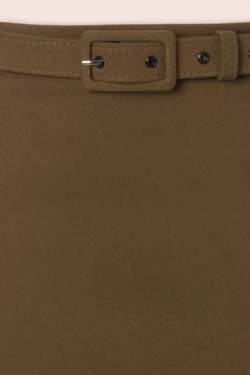 Vixen Belted pencil rok in olijfbruin