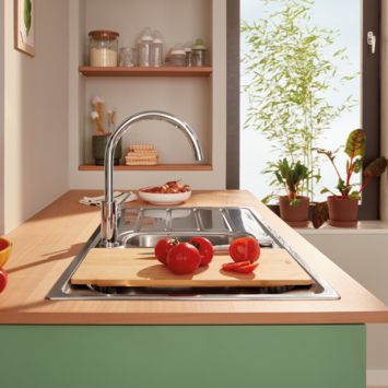 Grohe Keukenmengkraan Start Edge Hoge Uitloop Uittrekbare Mousseur Chroom