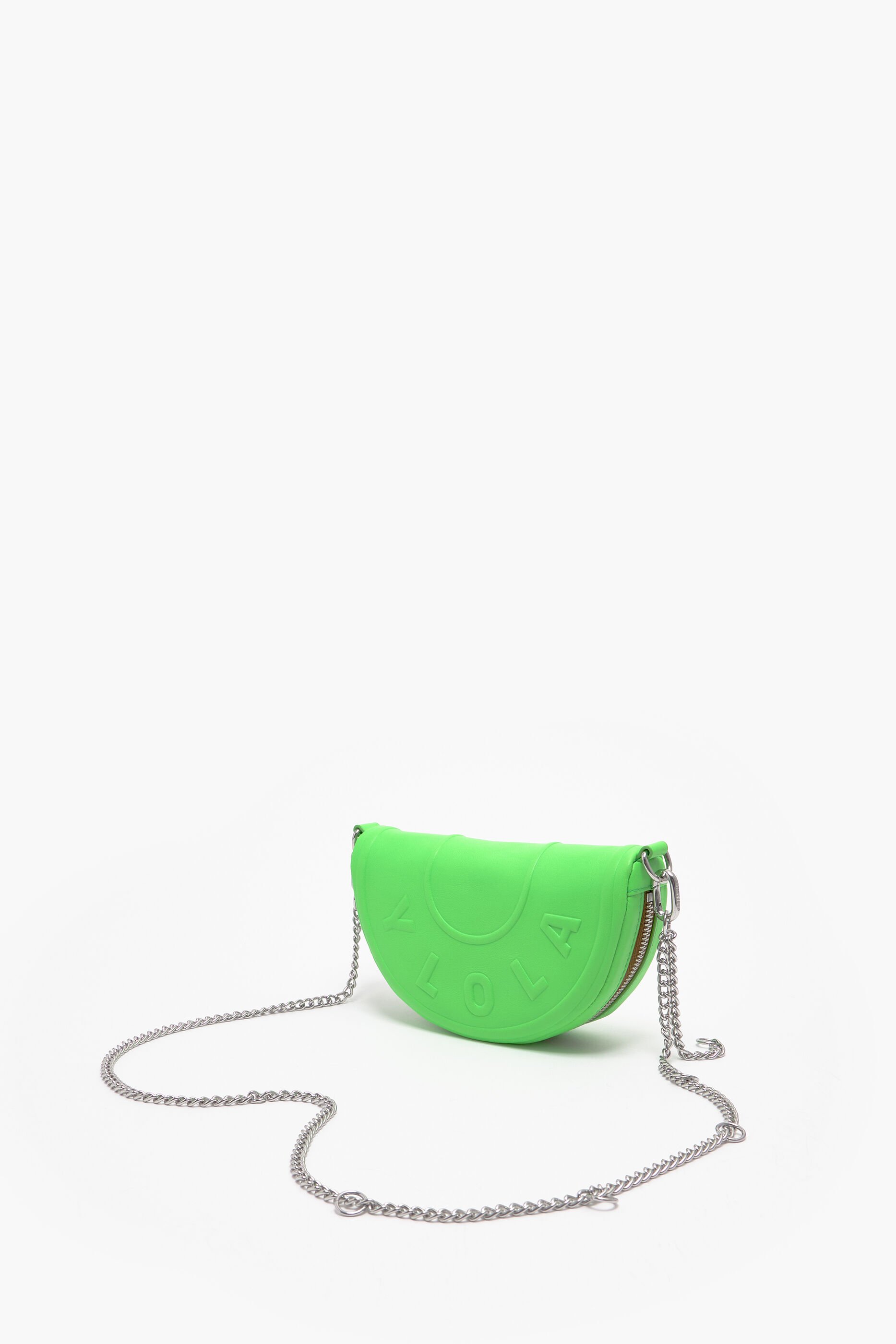Bolsa de ombro Chimo XS em couro verde neon.
