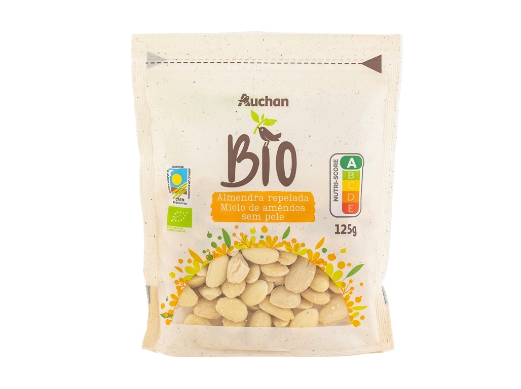 AMÊNDOAS AUCHAN BIO SEM PELE 125G