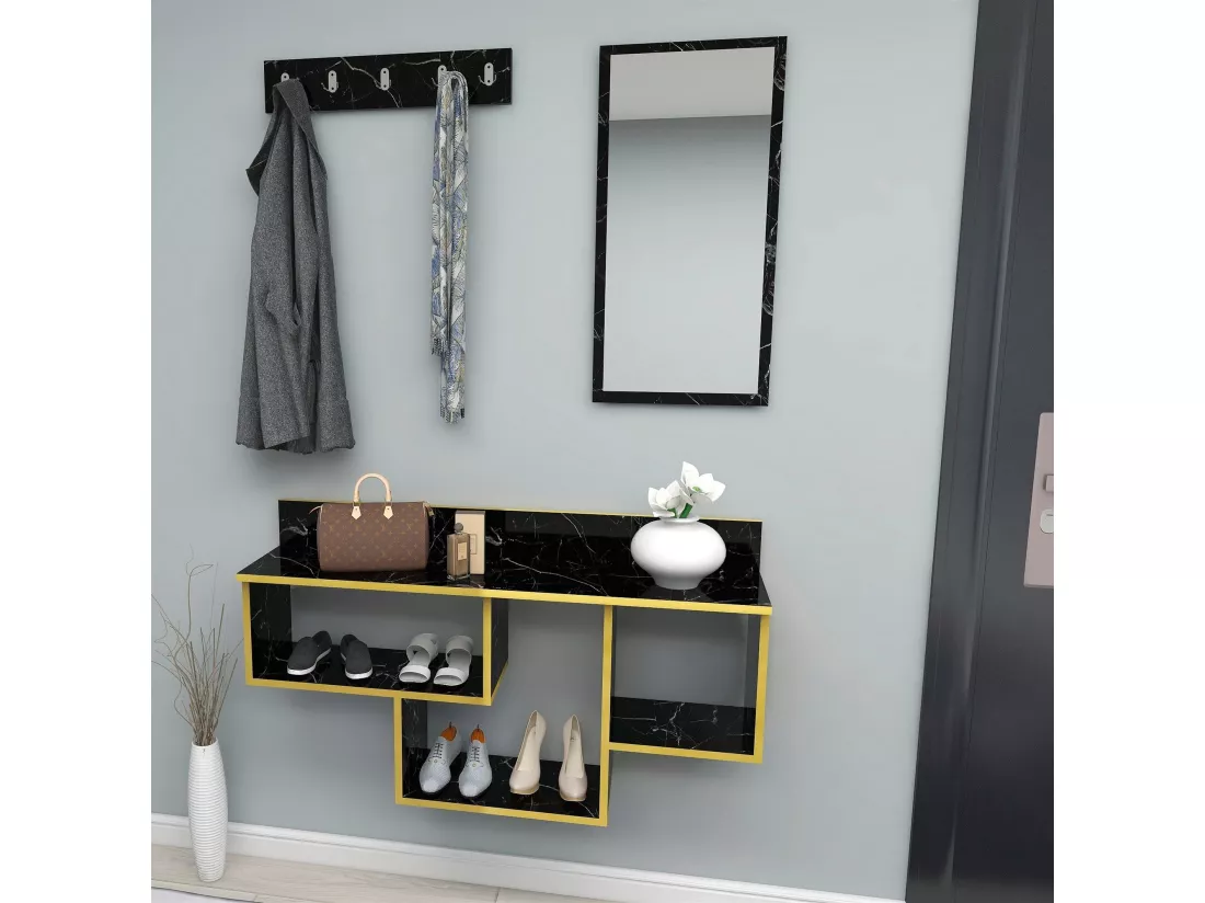 Meuble Bandeau En Marbre Doré Avec Panneaux De Particules 100% Mélaminés. 120x67,4x28