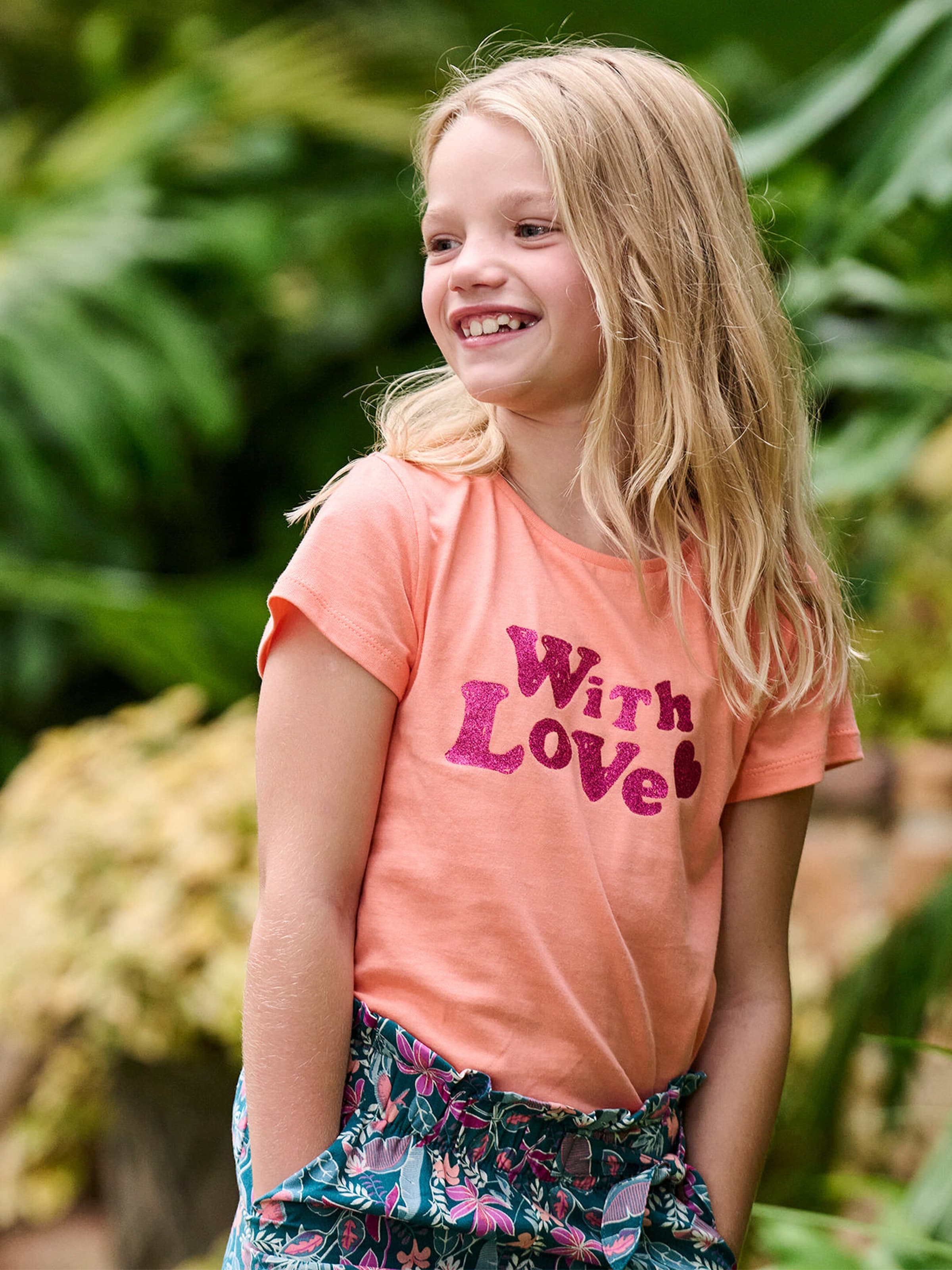 Vertbaudet Mädchen T-Shirt mit Print BASIC koralle