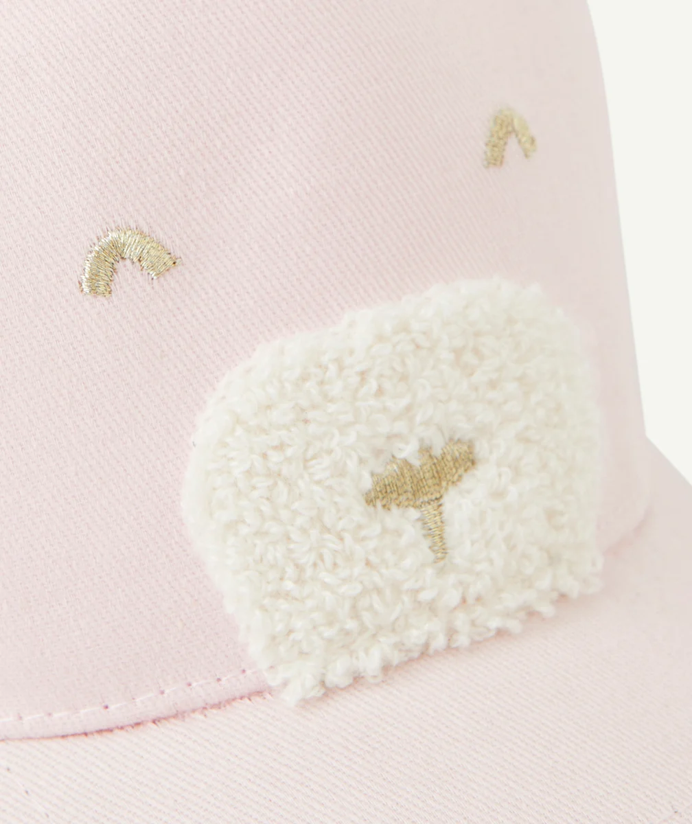 CASQUETTE BÉBÉ FILLE ROSE THÈME OURSON AVEC DÉTAILS BOUCLETTES