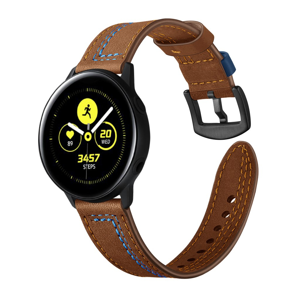 Samsung Galaxy Watch 42mm / Watch Active 2 / Watch Active / Gear Sport Echtleder Stripes Armband (Gelenkumfang: 175-220mm) - Braun / Blau