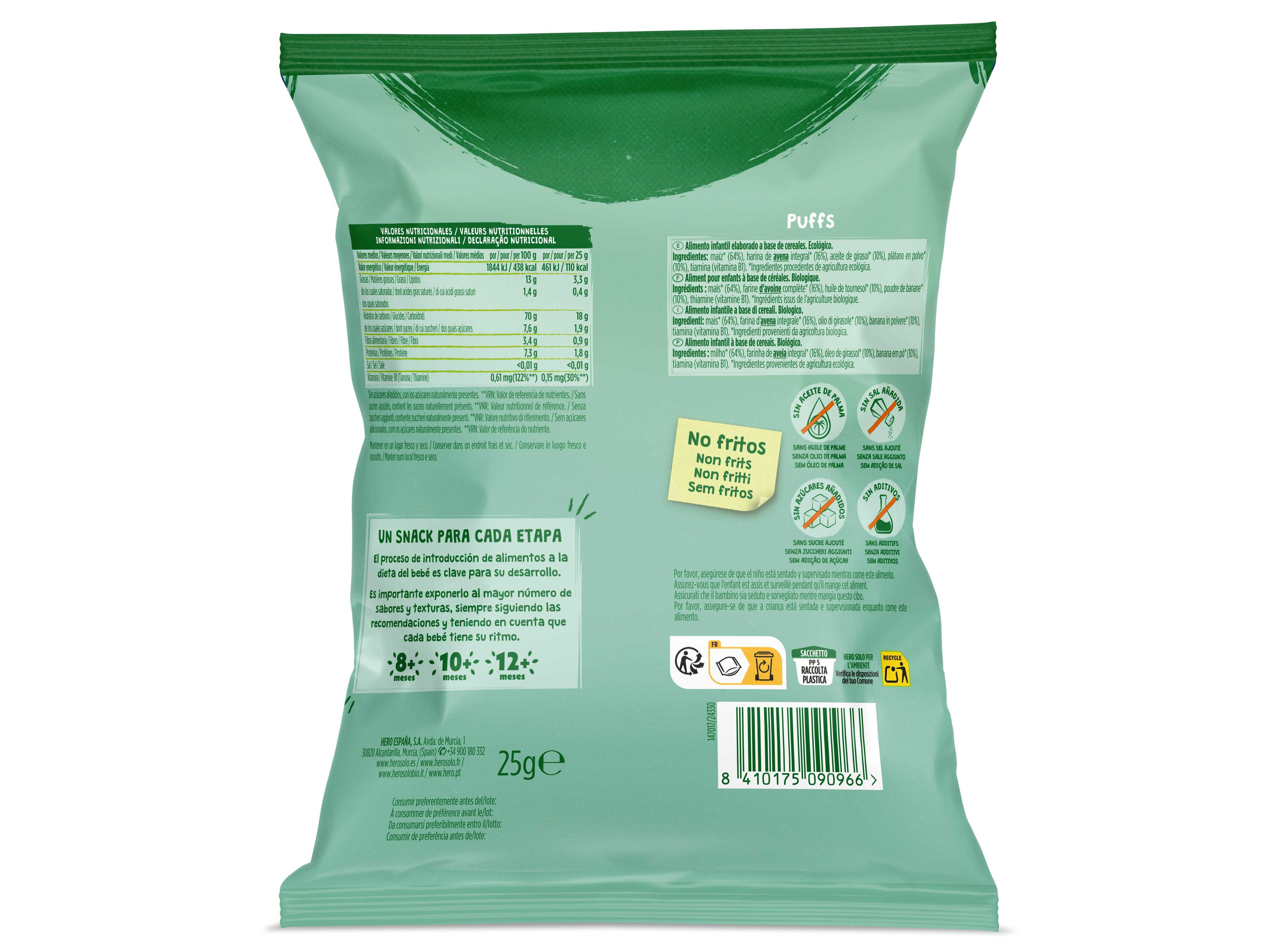 SNACK HERO SOLO BIO MILHO AVEIA E BANANA 25G