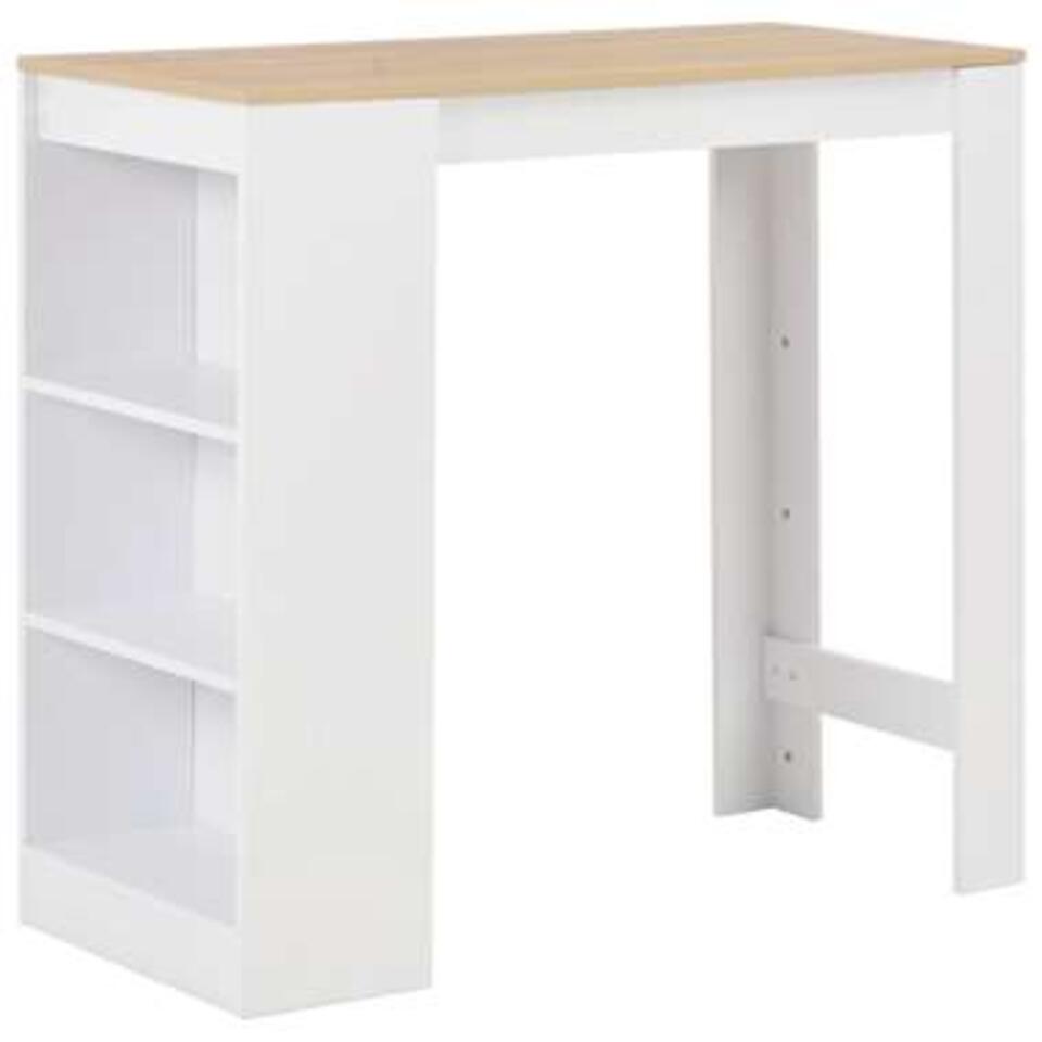 vidaXL - Bartafel - Wit - Bewerkt hout