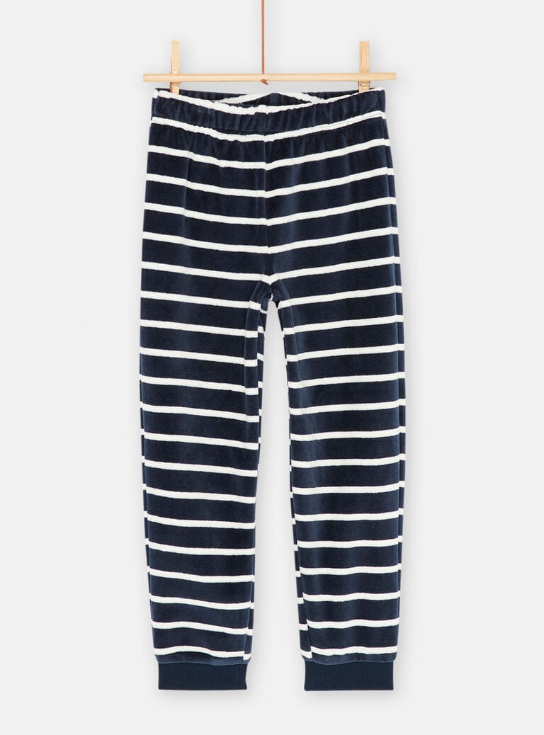 Pyjama bleu et bordeaux à motif dinosaure garçon