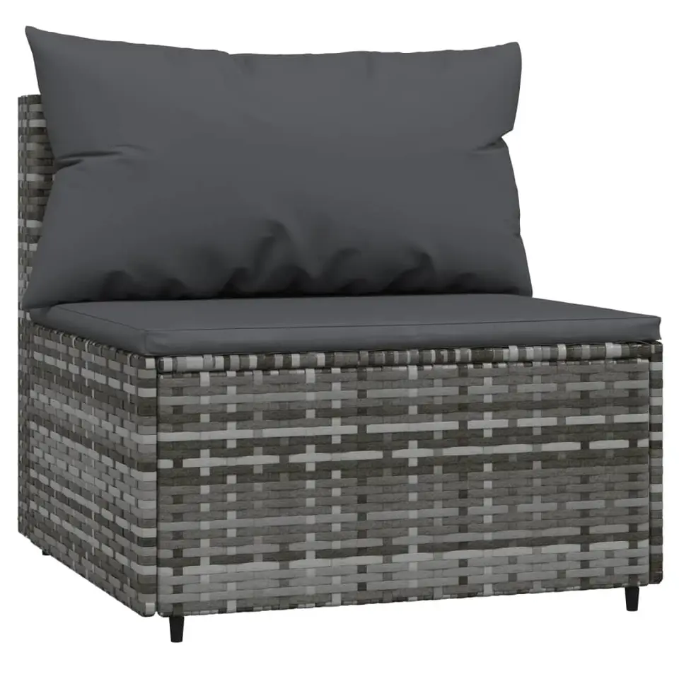 vidaXL - Loungeset - Grijs - Poly rattan - 3 stuks - Met kussens