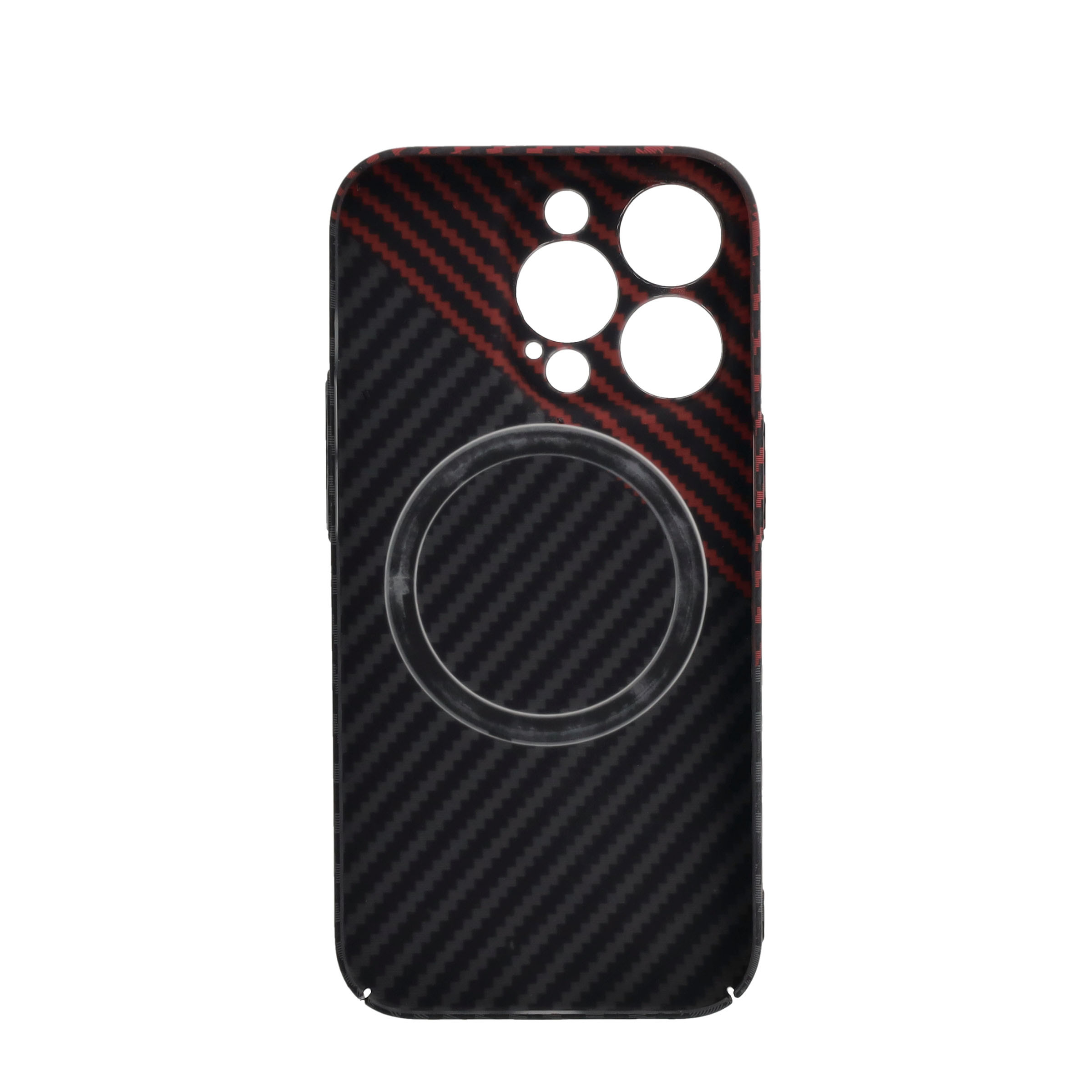iPhone 14 Pro MagSafe Hardcase Hülle im Carbon Look - Schwarz / Rot