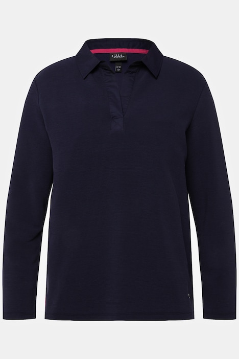 Sweatshirt, Ottoman-Querrippen, Hemdkragen, Langarm