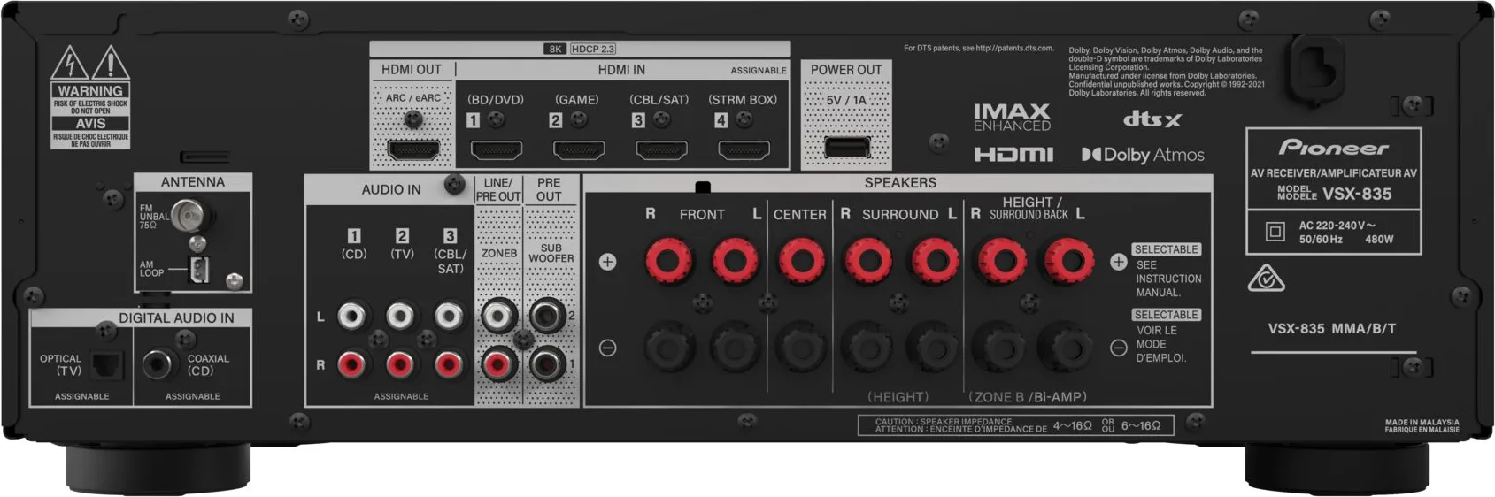 Pioneer VSX-835 Noir Amplis home-cinéma