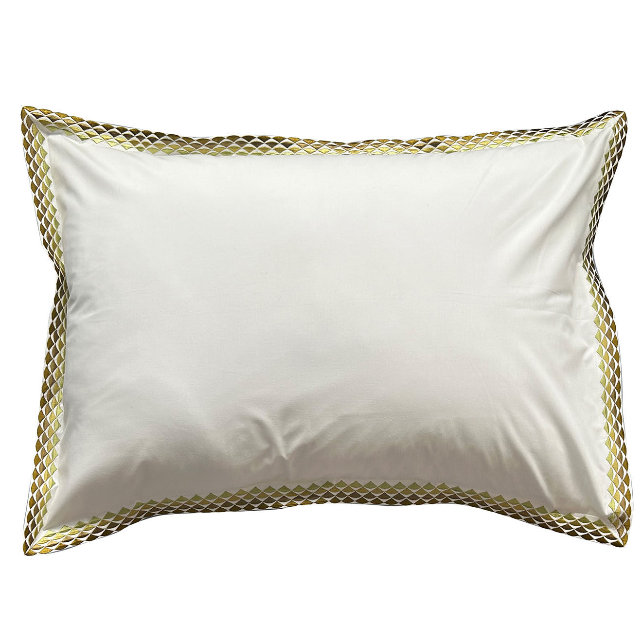 Perle de Coton Taie d'oreiller en Percale de Coton Alcott blanc/doré