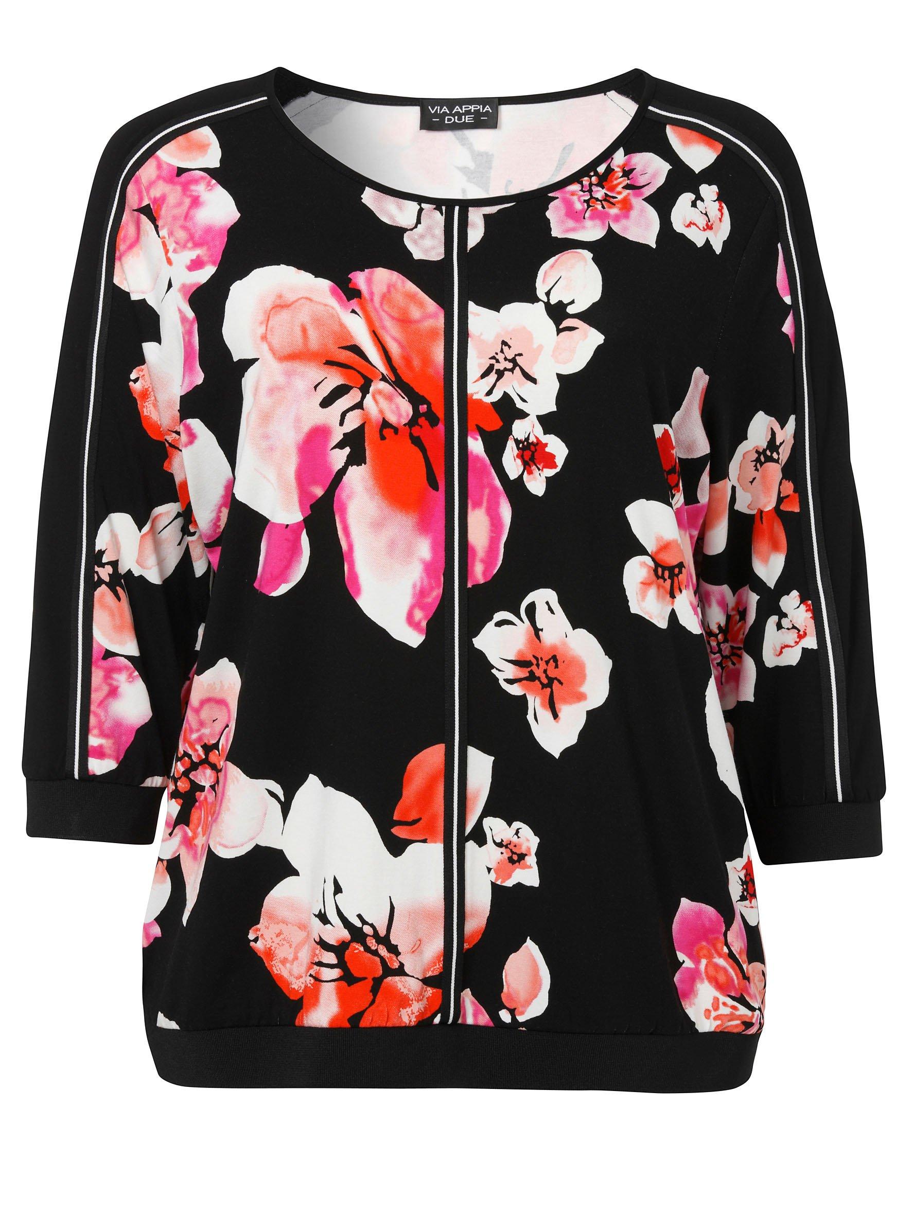 Shirt mit floralem Print und 3/4-Arm, aus Viskose