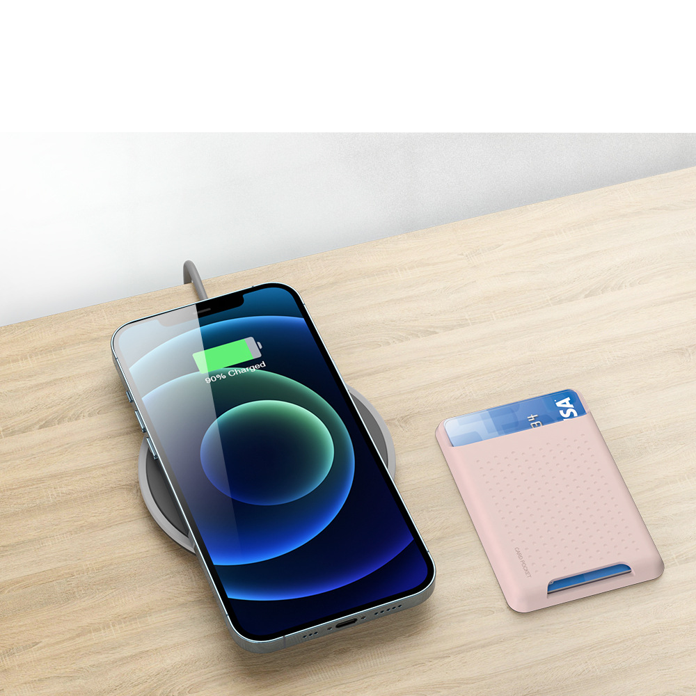 Magnetische MagSafe iPhone Silikon Wallet Kreditkarten Halterung - Rosa