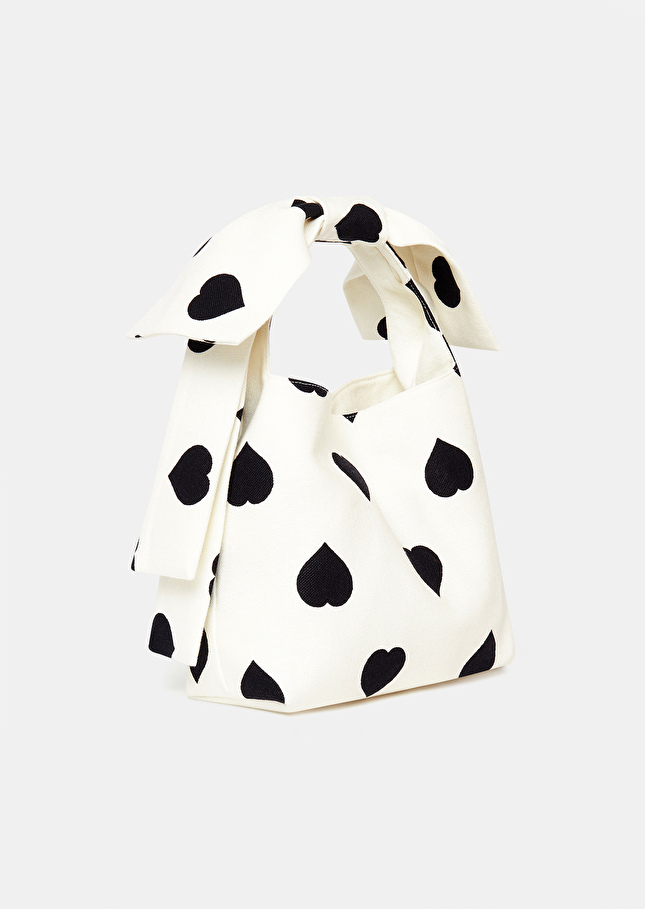 Sac Sallyécru à motif coeur noir