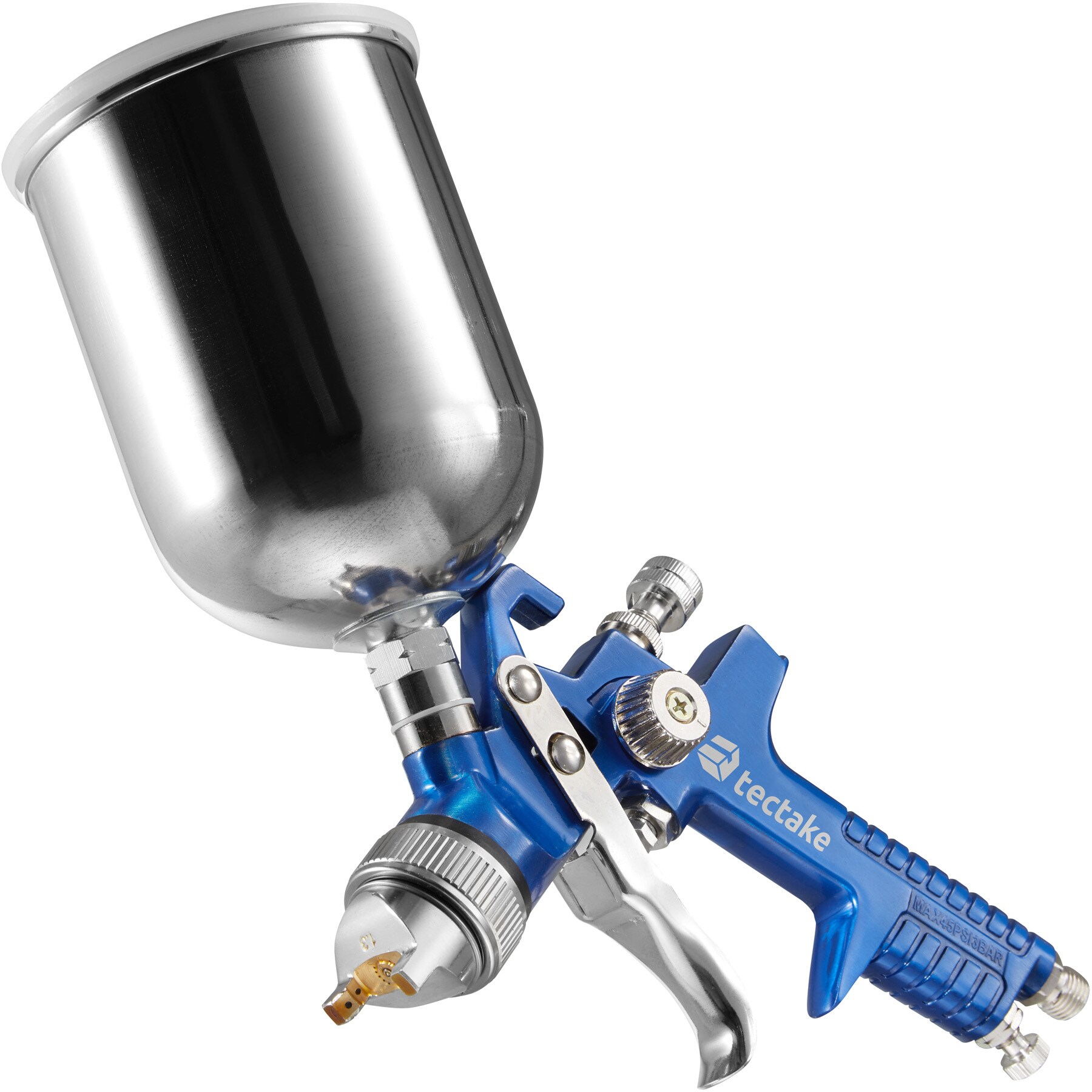 tectake® HVLP-Lackierpistolen-Set, 0,8 / 1,3 / 1,7 mm-Düse, korrosionsbeständig, inklusive Aluminiumkoffer