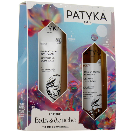 Patyka coffret rituel bain & douche : gommage et huile-en-mousse bio