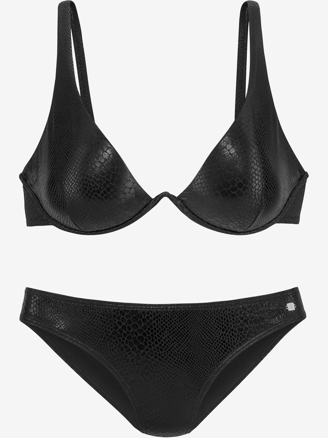 Maillot de bain à armatures revêtement brillant imitation serpent