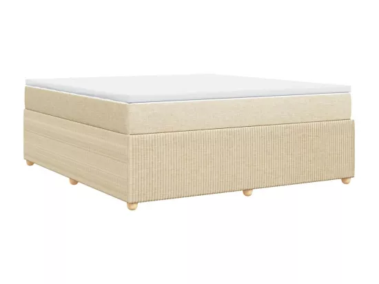 Sommier à lattes de lit avec matelas Crème 180x200 cm Tissu