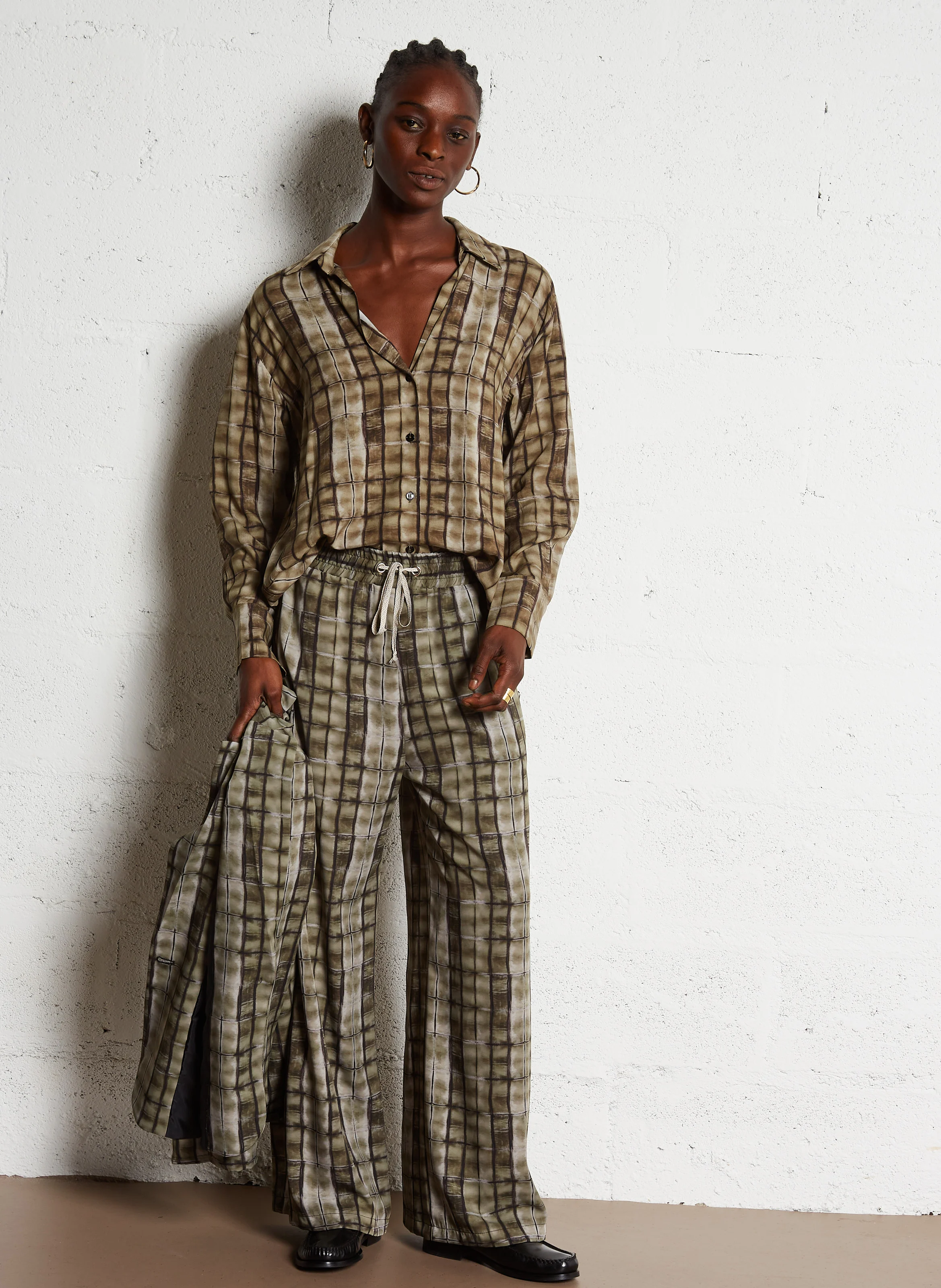 Pantalon large imprimé | Vert