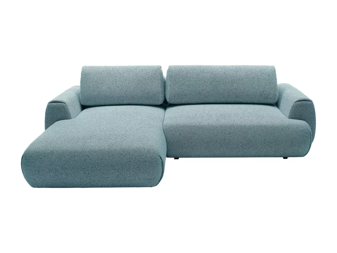 Canapé d'angle gauche convertible en tissu texturé bleu MONELIA