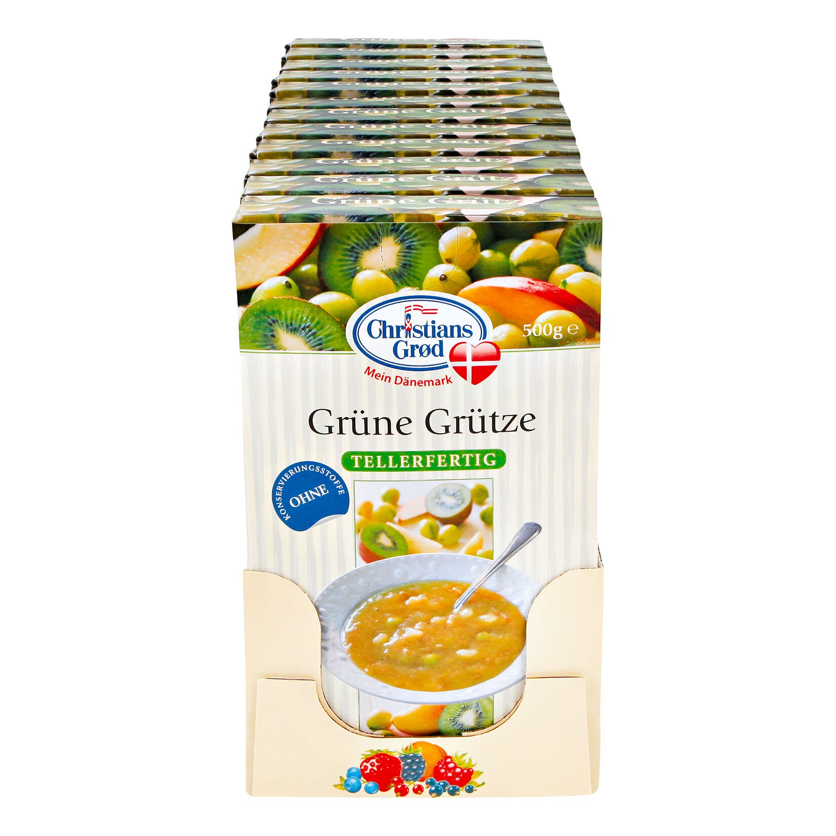 Christians Grod Grüne Grütze Kiwi-Stachelbeere 500 g, 12er Pack