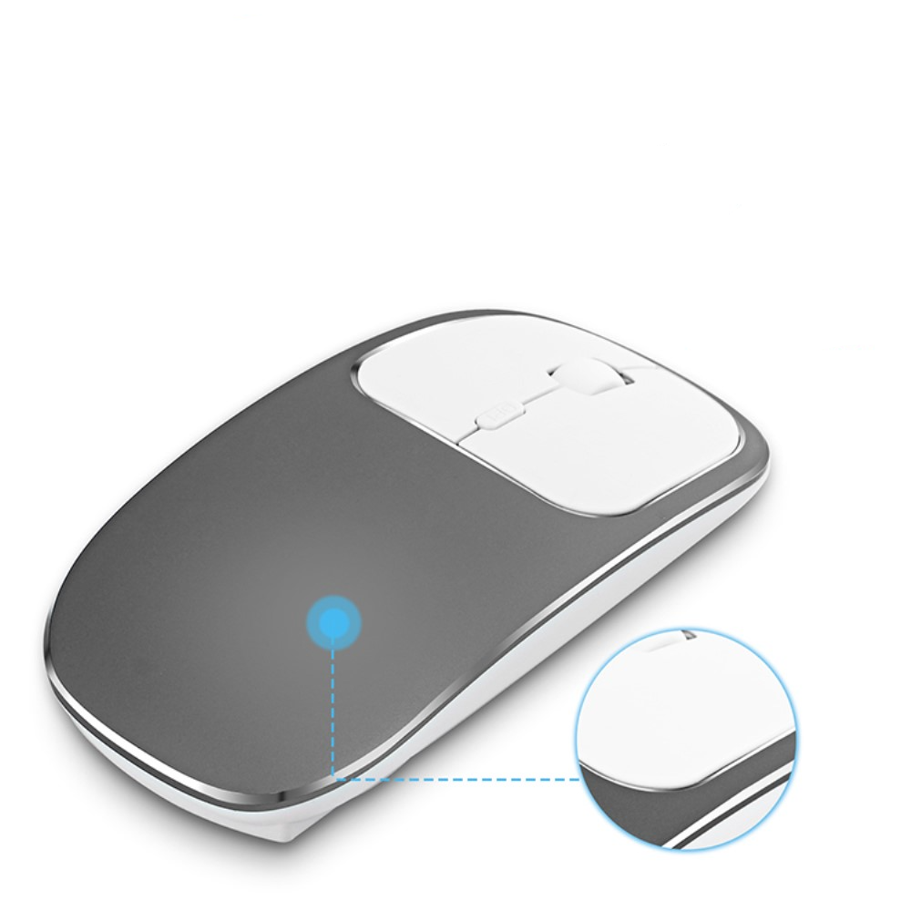 Ergonomische 2.4 GHz Optische Wireless Funk Maus 1600 DPI mit 450mA Akku   USB C Adapter - Grau