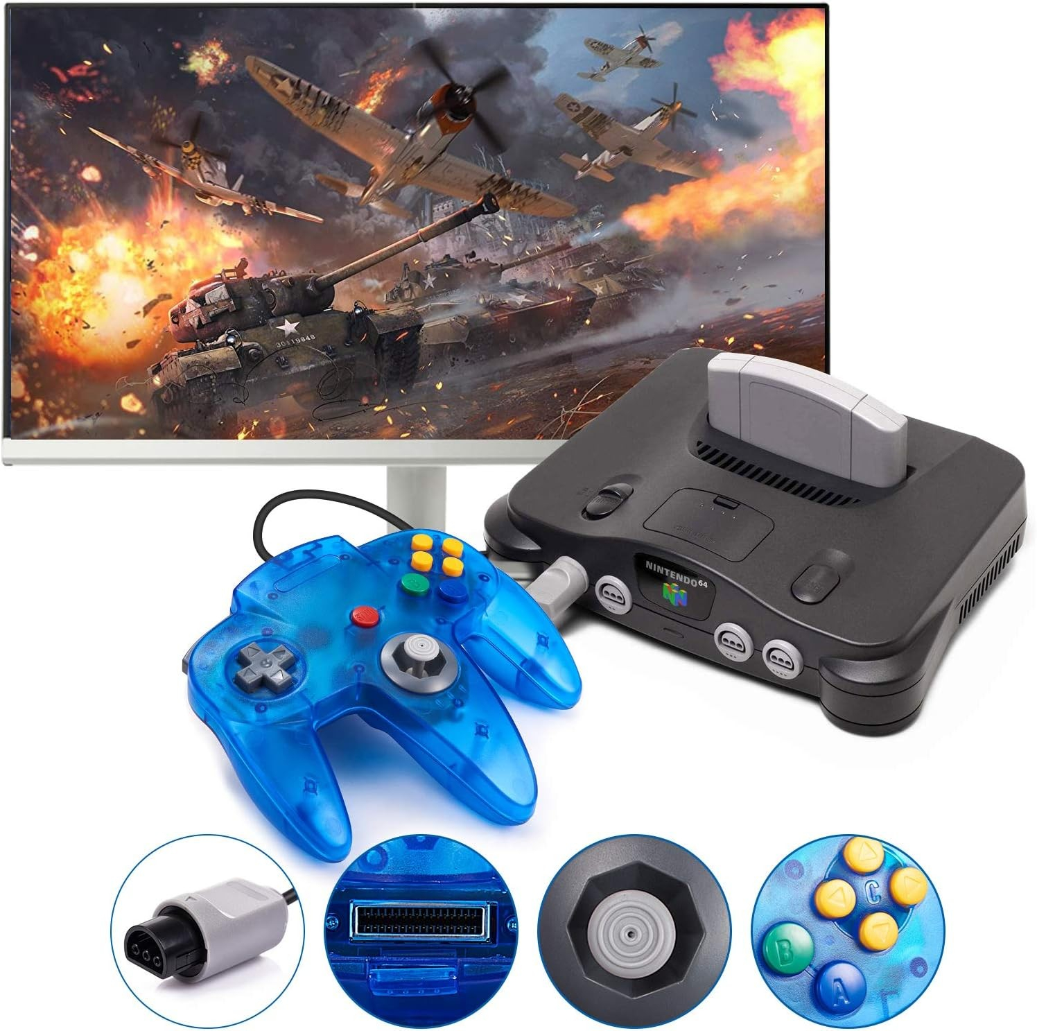 Nintendo N64 Gamepad Gaming Controller - Blau Transparent
