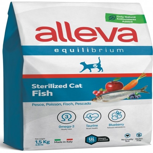 Alimento Alleva Equilibrium para gatos esterilizados, sabor arenque