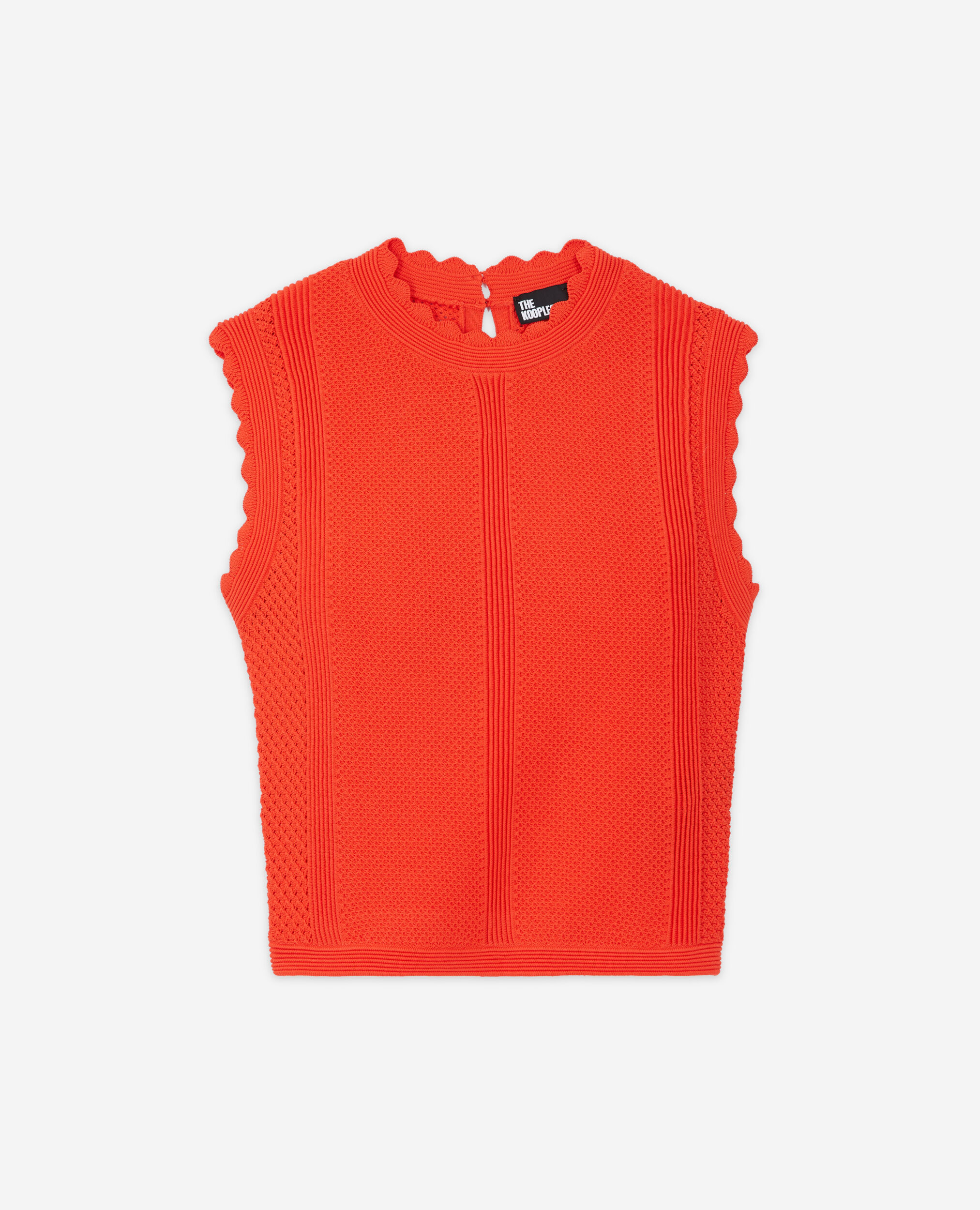 Top court orange en maille