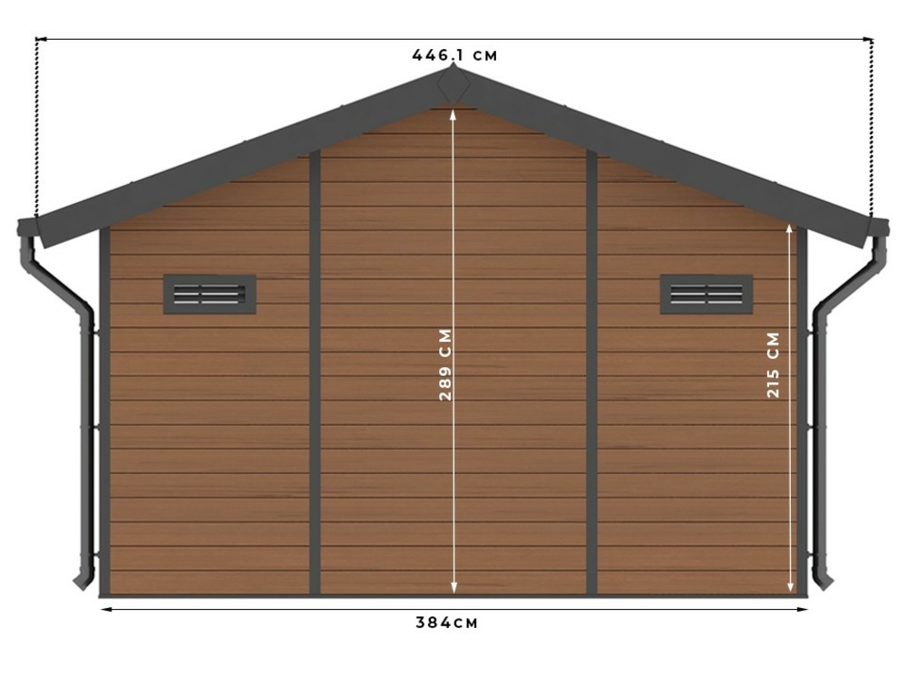 Abri de jardin bois composite braga - 16m2 brun - epaisseur des murs : 28 mm - aluminium - anti uv et intemperies