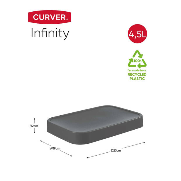 Curver Infinity Deksel - 4,5L - 100% Recycled - Donkergrijs