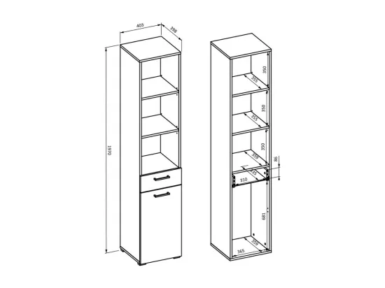 Ensemble de meuble de rangement pour machine à laver collection WASHING – Meuble bas et meuble haut – Taupe et chêne