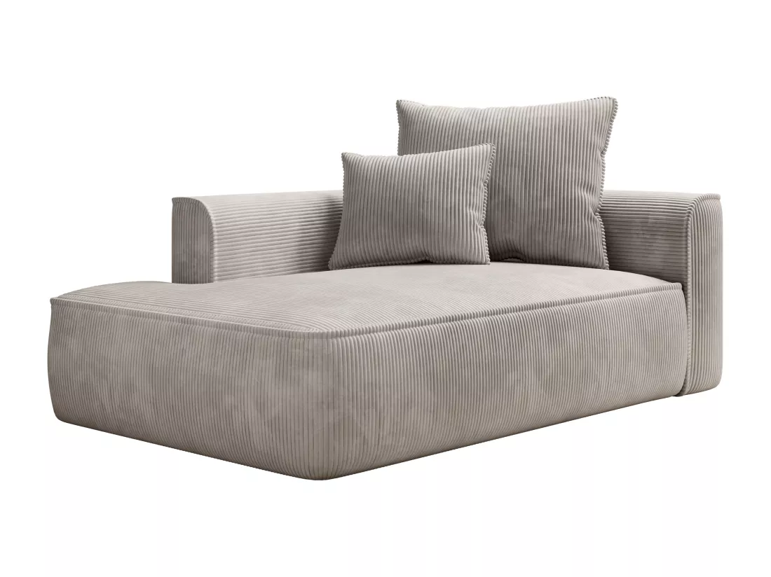 Méridienne gauche en velours côtelé beige PINETA