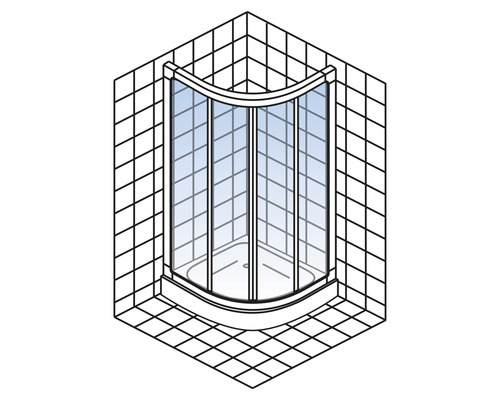 Ronde douche SCHULTE Crystal/Trend ExpressPlus R550 80x80 cm helder glas profiel kleur chroom