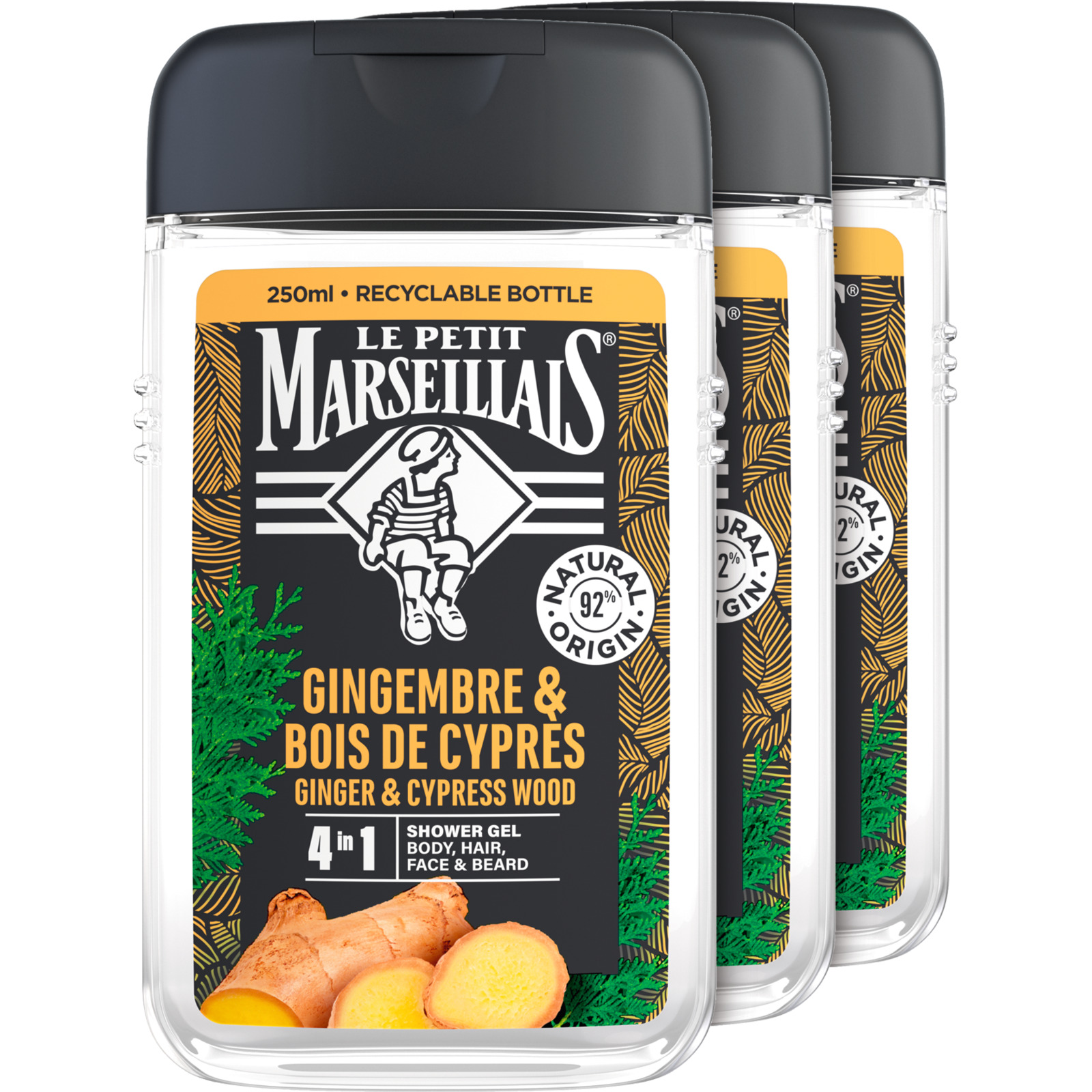 Le Petit Marseillais Duschgel Men Zypresse & Ingwer 3 x 250 ml