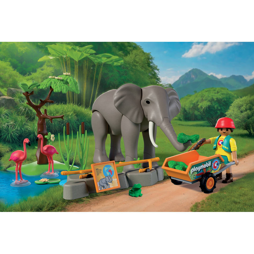 PLAYMOBIL Animal & Friends olifant met dierenverzorger 72068