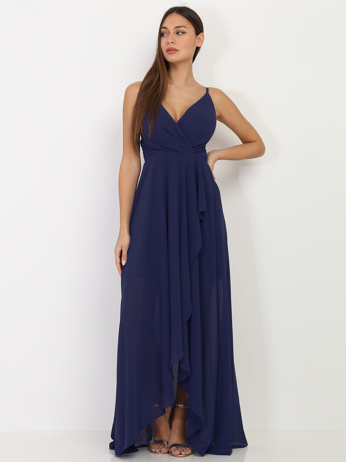Robe de soirée longue grandes tailles- Bleu marine