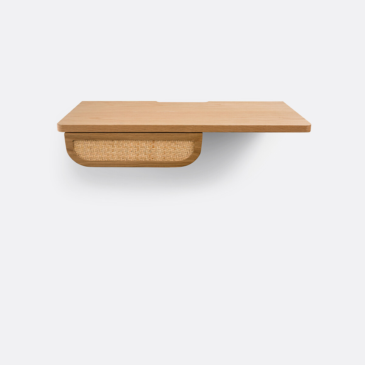 LA REDOUTE INTERIEURS<br>Mesa de cabeceira de parede com folheado de carvalho e rattan, 1 gaveta, Ajory