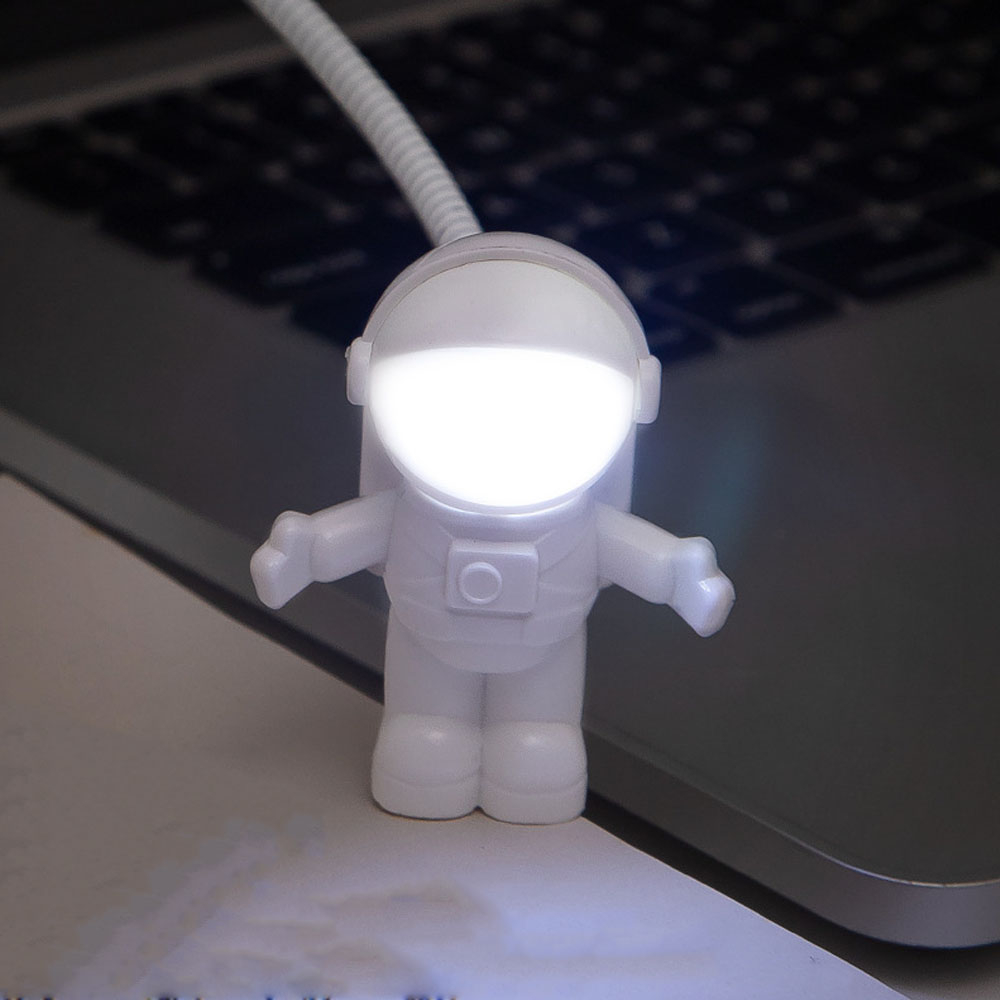LED Astronaut PC Leselampe USB Deko Nachtlicht Mini Spaceman Beleuchtung - Weiss